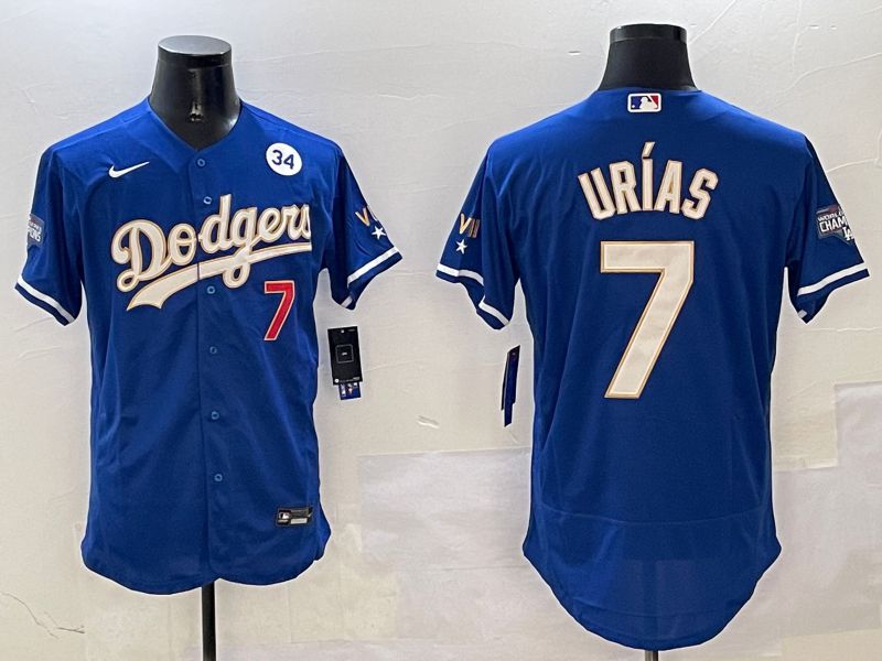 Men Los Angeles Dodgers #7 Urias Blue Gold Elite 2025 Nike MLB Jersey style 8->los angeles dodgers->MLB Jersey